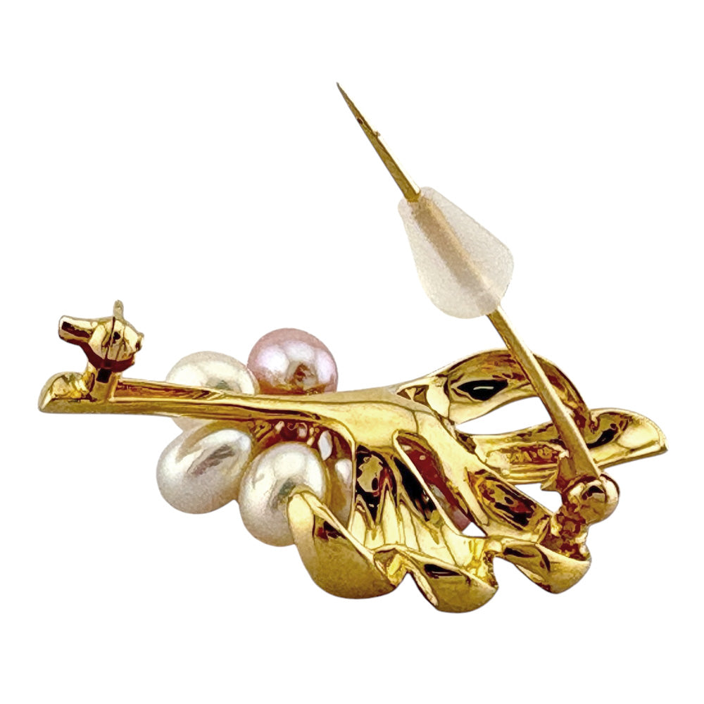 MIKIMOTO ミキモト ブローチ 18金 K18イエローゴールド パール ユニ
