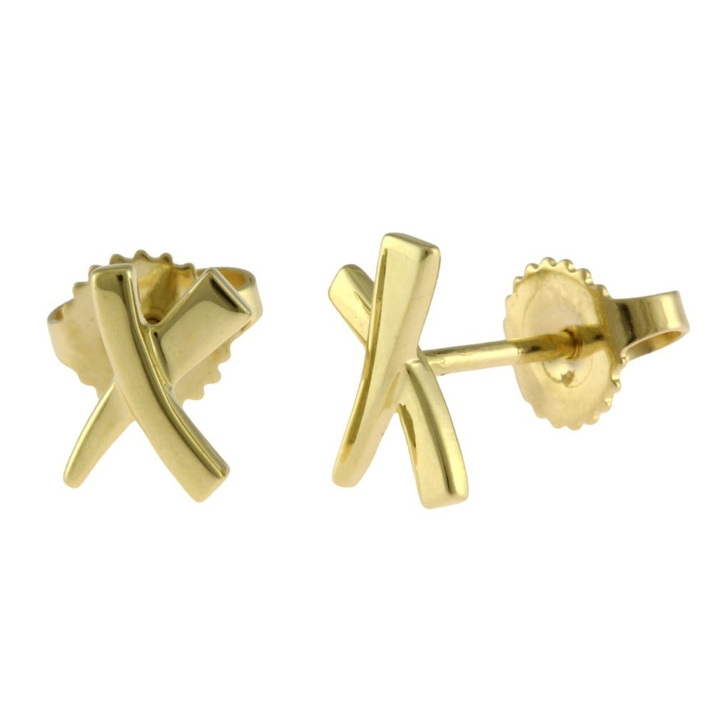 Tiffany & Co. Tiffany Kiss Earrings 18 Gold K18 Yellow Gold Ladies