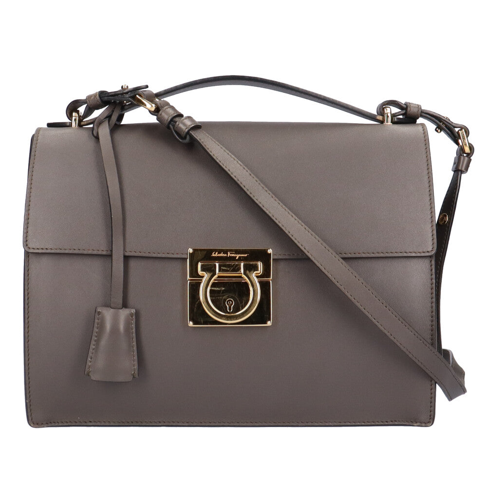 Salvatore Ferragamo Gancini Shoulder Bag Leather Grey Women's Used