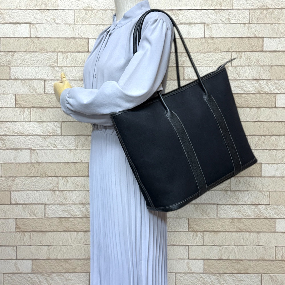HERMES エルメス ガーデンジップMM トートバッグ キャンバス ブラック
