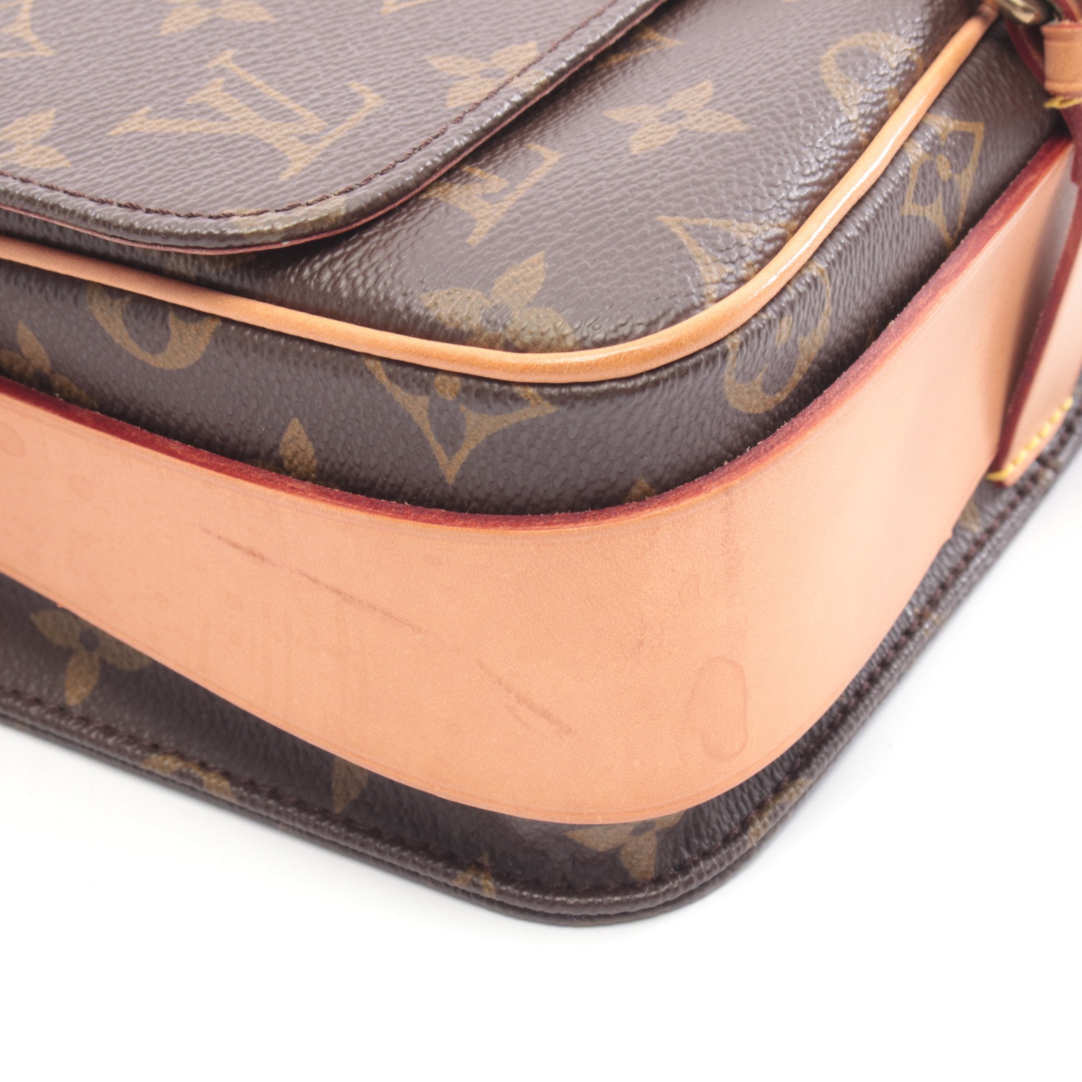 カルトシエールMM モノグラム ショルダーバッグ PVC レザー ブラウン