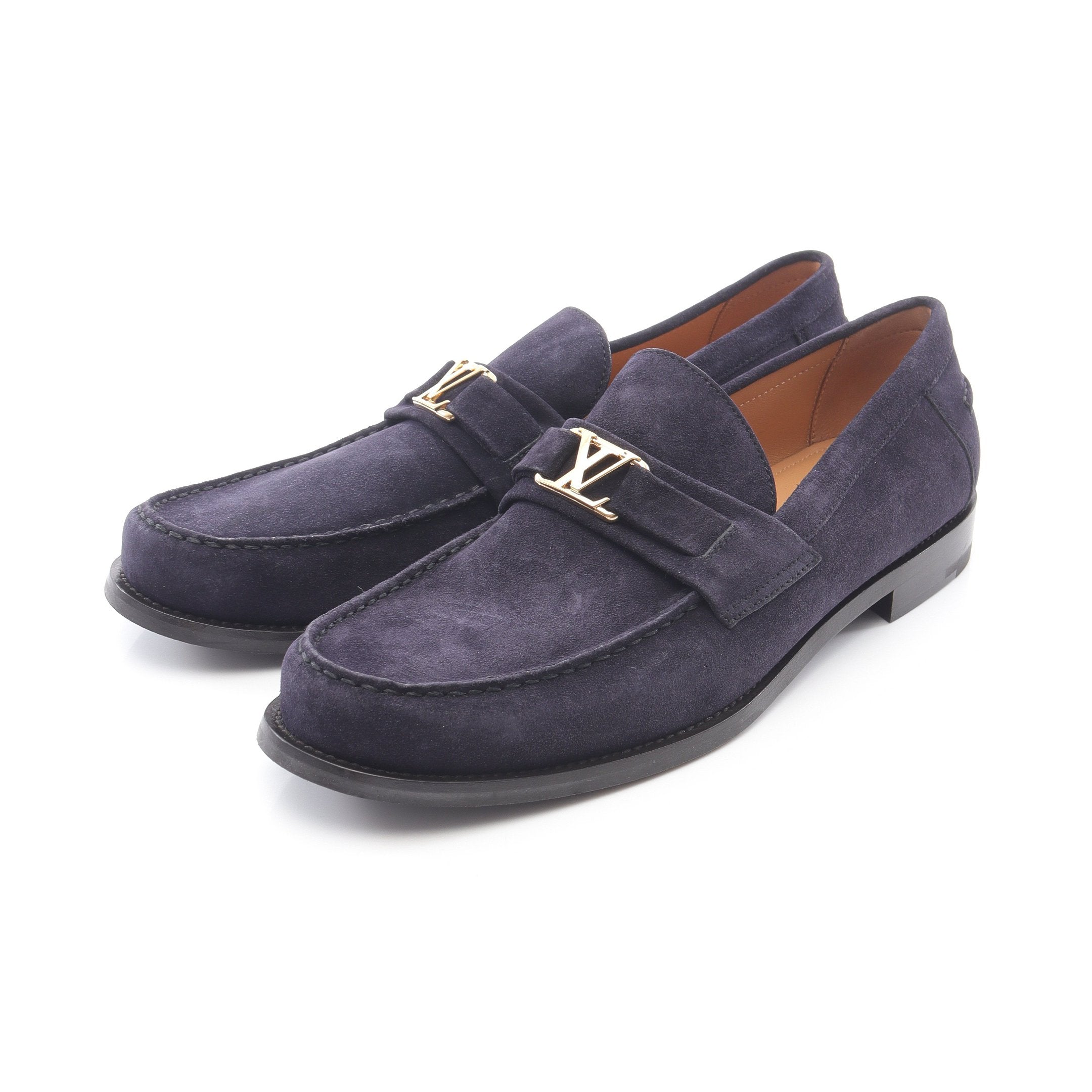 メジャーライン モノグラム ローファー スエード ネイビー ルイ