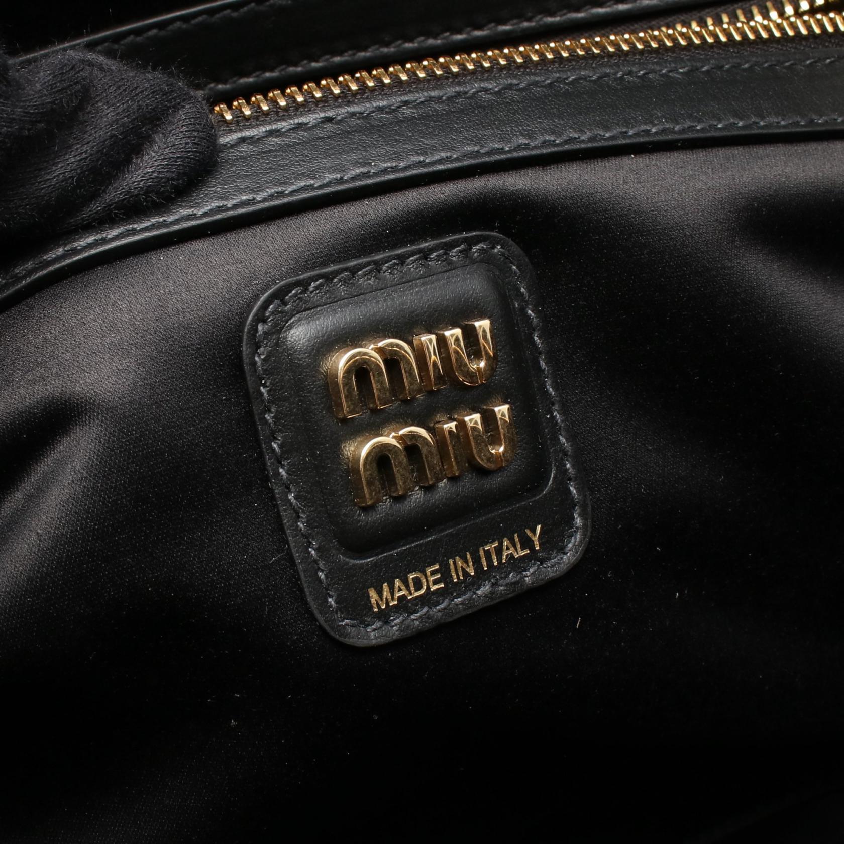 ボー ハンドバッグ レザー ブラック ミュウミュウ – RECLO