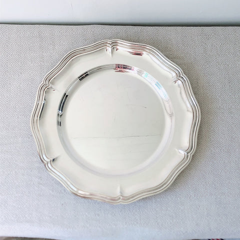 フランス クリストフル製 シルバープレートの花リムプレート 大皿