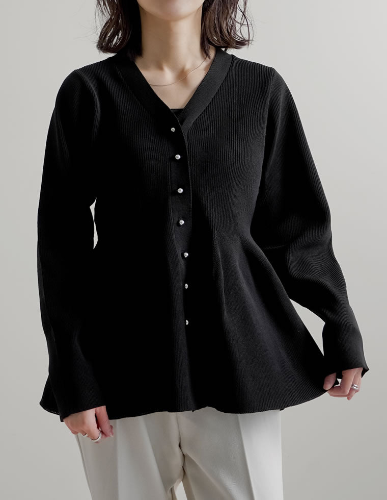 スポンジニットペプラムカーディガン - トップス通販 | 人気レディース