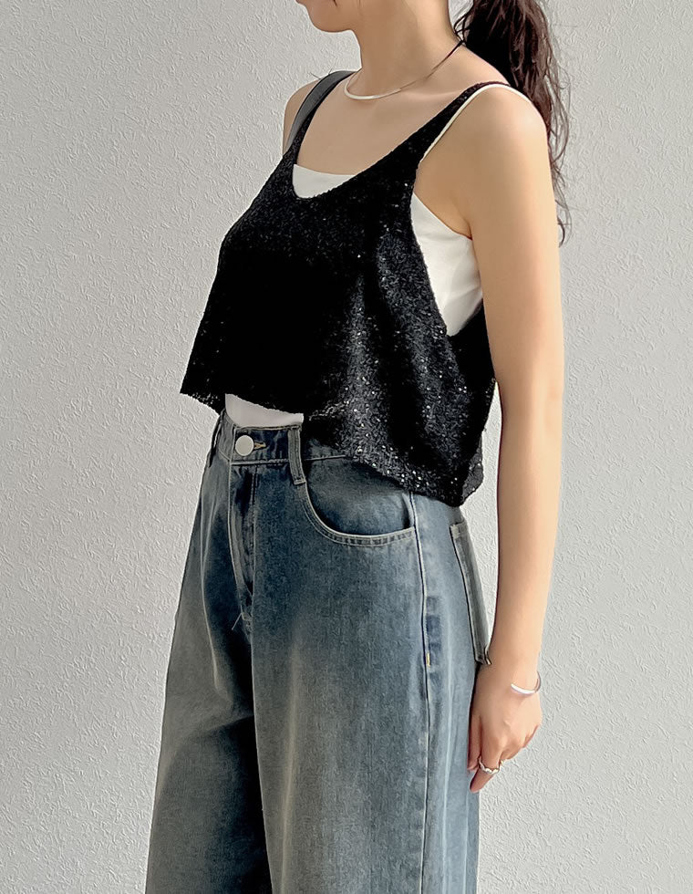 スパンコールニットキャミソールビスチェ - トップス通販 | 人気