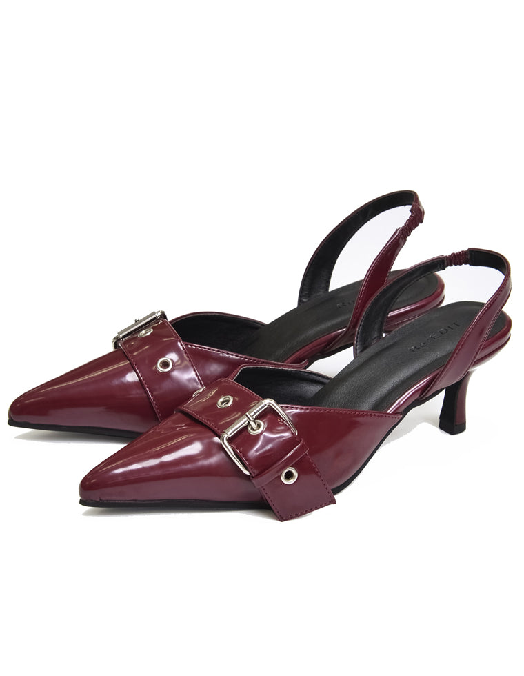 太ベルトデザインポインテッドトゥミュール - シューズ通販 | 人気