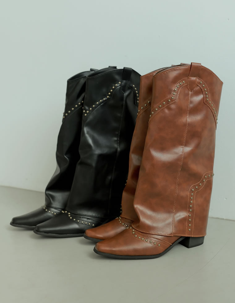 スタッズウエスタンカバーブーツ - シューズ通販 | 人気レディース