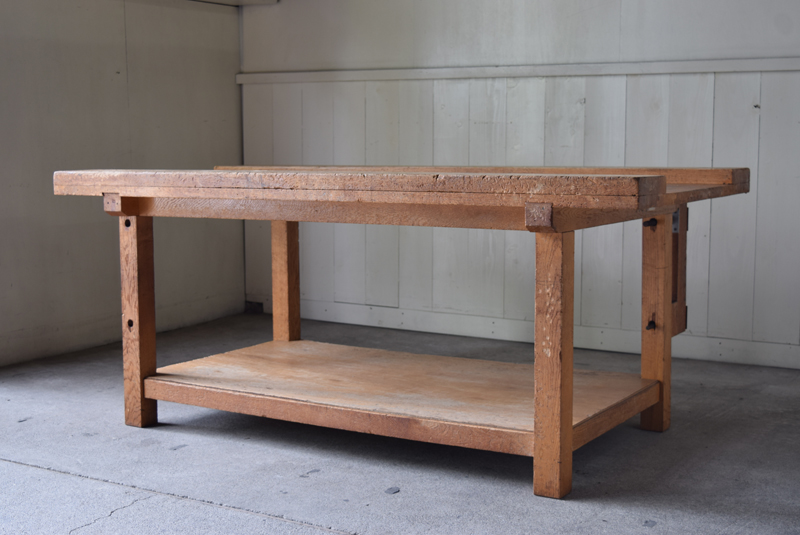 アンティーク 楢材 木工室の古い作業台テーブル② | REFACTORY antiques