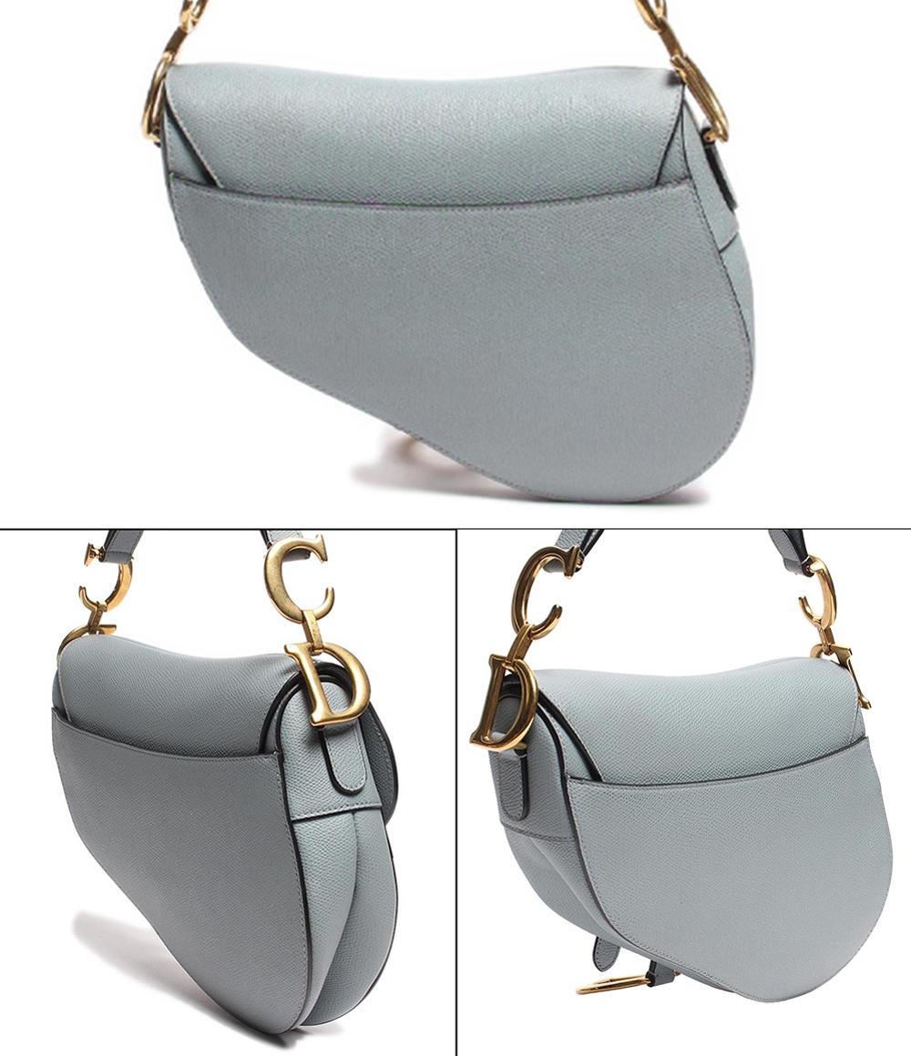 クリスチャンディオール レザーショルダーバッグ ゴールド金具 サドル