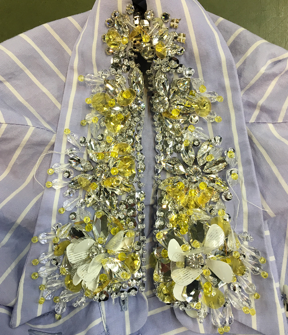 MIU MIU 装飾デザインストライプ長袖シャツ レディース SIZE 36 ミュウ