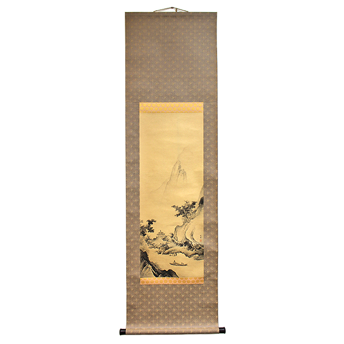 橋本雅邦(はしもとがほう) 「江亭帰隠図」 掛軸 風景 山水 日本画 復刻