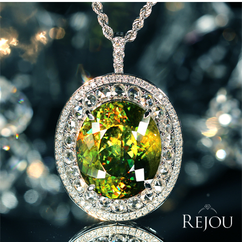 グリーンスフェーン 約29ct ダイヤモンド 約2ct ホワイトゴールド