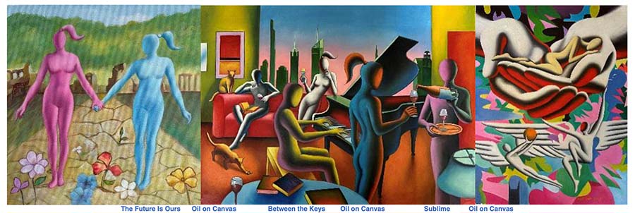 貴重一点物マークコスタビMARK KOSTABI 油絵BAPTISM1988 貴重一点物