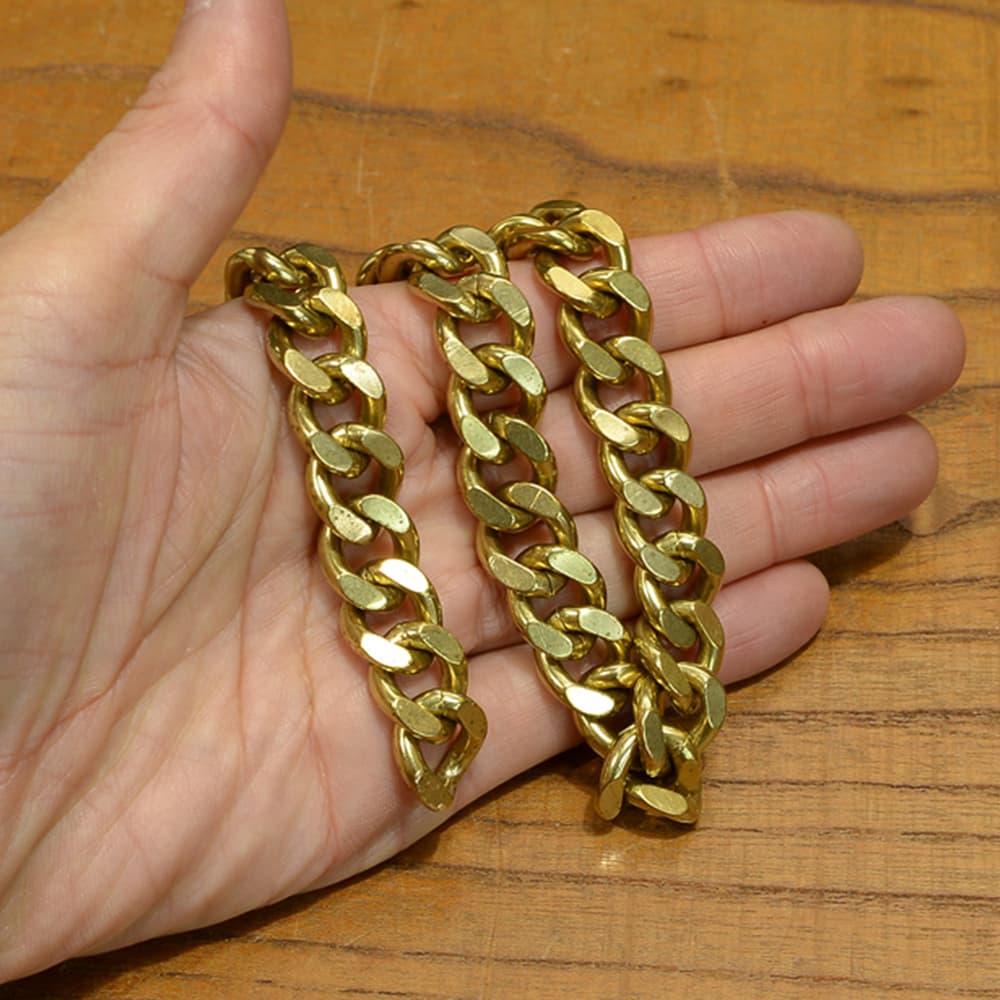 喜平チェーン 真鍮製 クラフトパーツ 2面カット 環サイズ約16×13mm