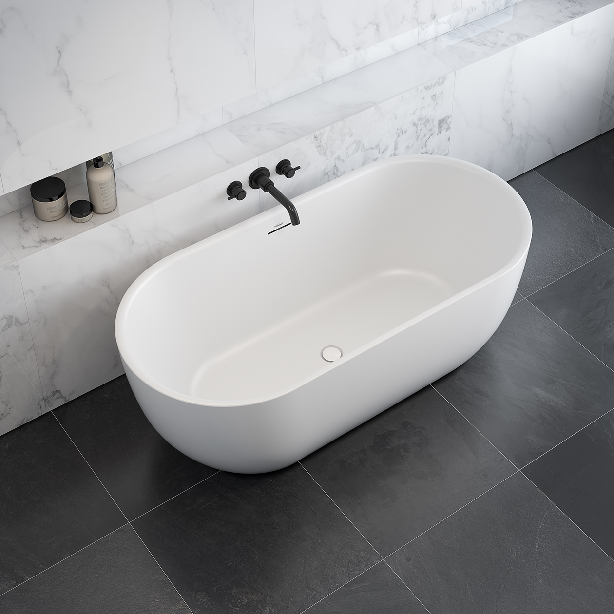 Tosca Matte 6732 Acrylic Freestanding Center Drain Bathtub in