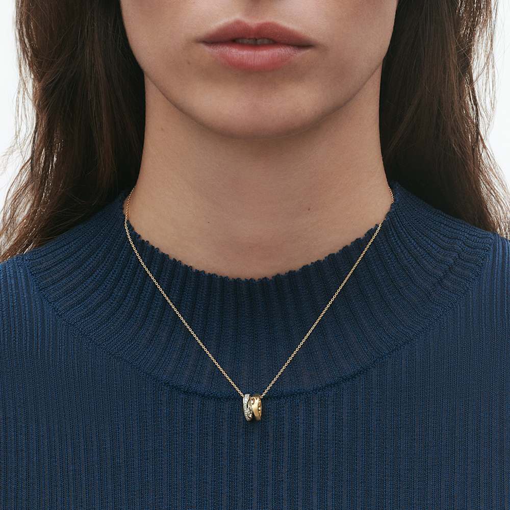 Fusion open pendant in 18kt yellow and white gold | Georg Jensen