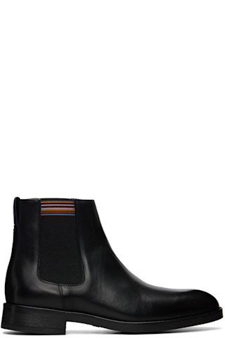 Paul Smithのブラック Lansing シグネチャー ストライプ レザー