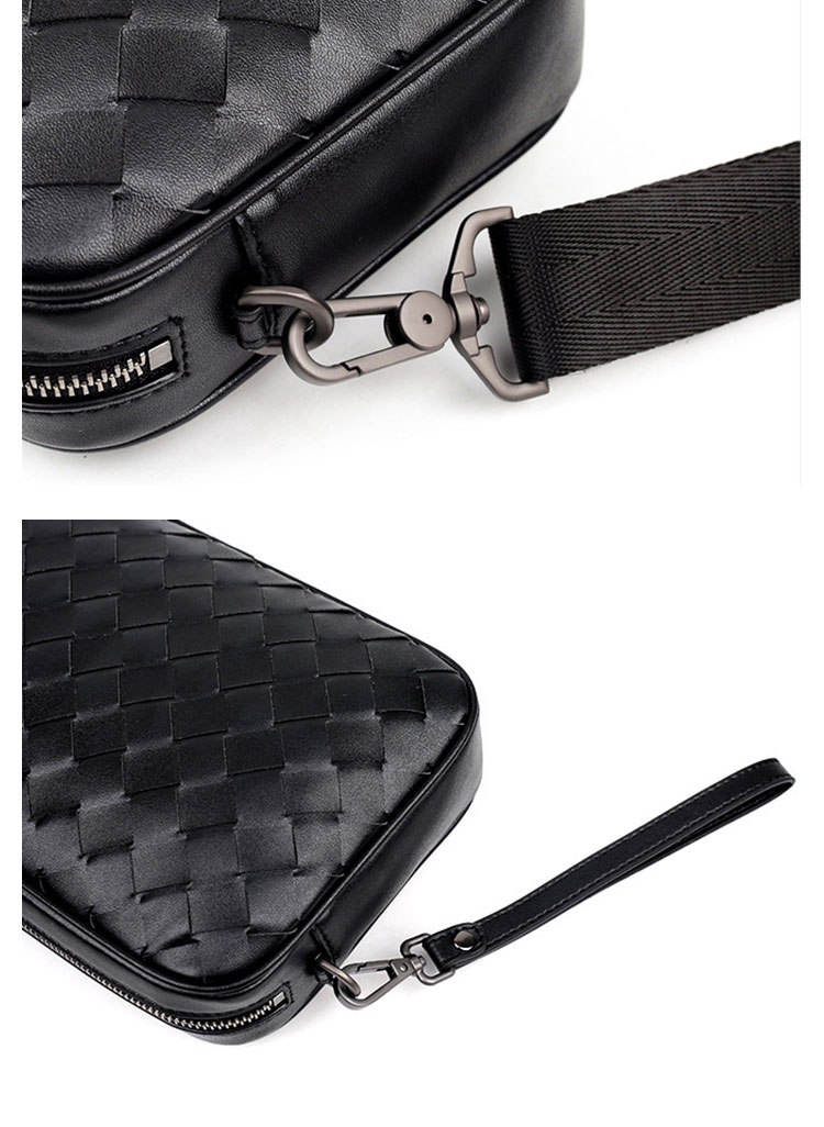 Whatna 2way 手作り編み込み 本革 ミニ セカンド バッグ メンズ ミニ