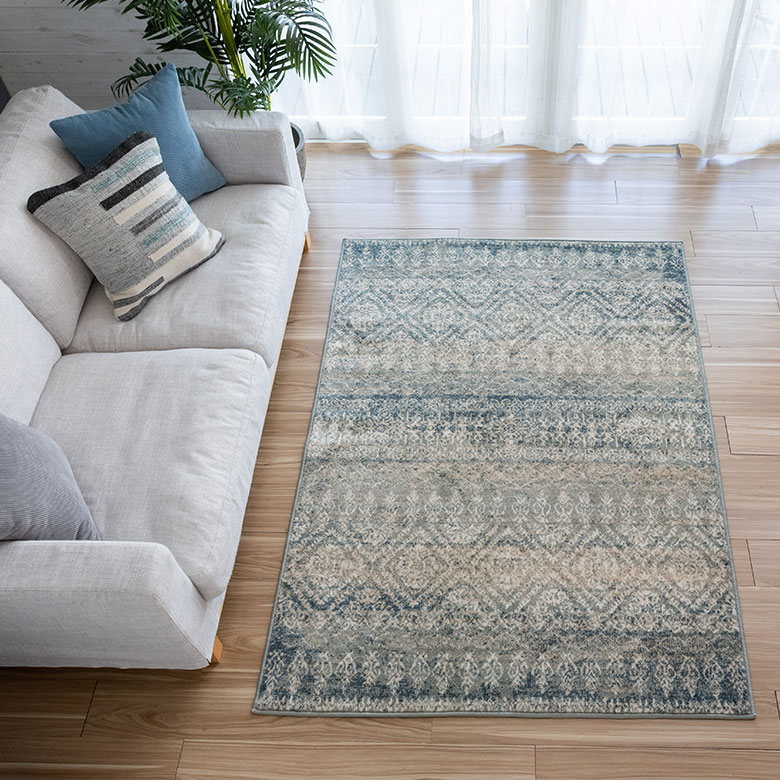 ペルシャ風幾何学模様ラグ 133×190cm ウィルトン織り ヴィンテージ調