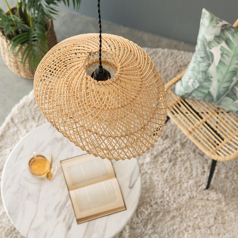 ランプシェード ペンダントライト 照明 ラタン 籐 1灯 口金E26 60W LED