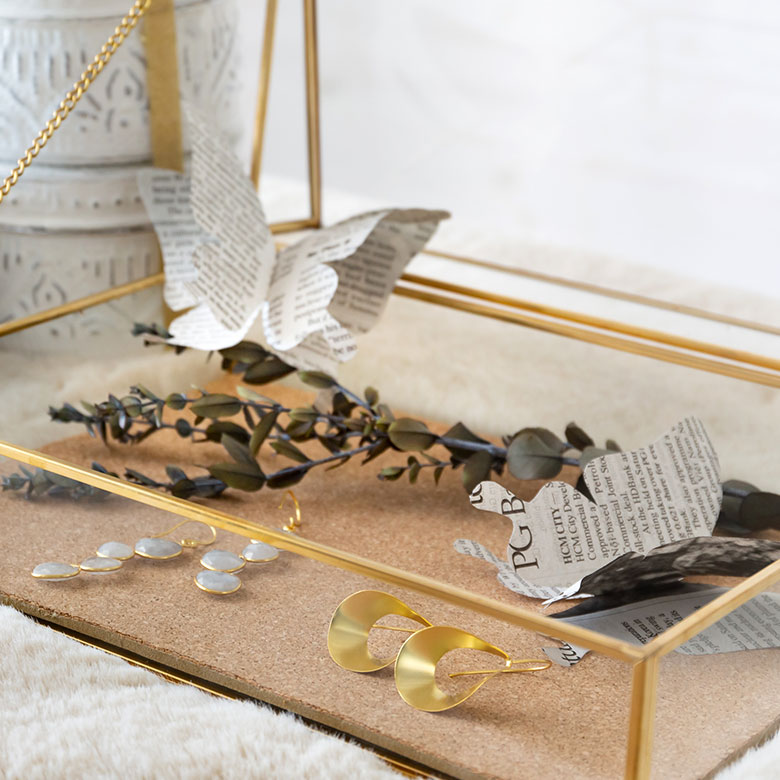 ガラスと真鍮でできたジュエリーボックス(63210) 【生活雑貨のELEMENTS