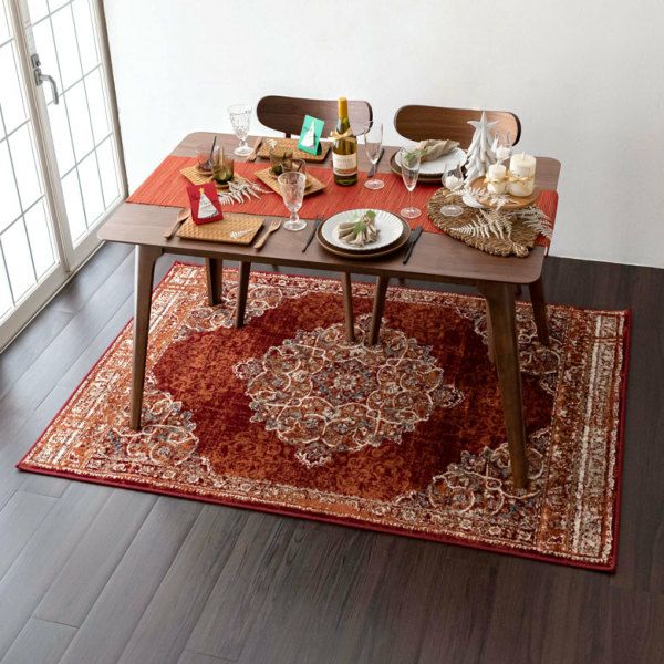 ラグ ペルシャ風 ラグマット 赤 アイボリー 約 130×190cm エジプト製