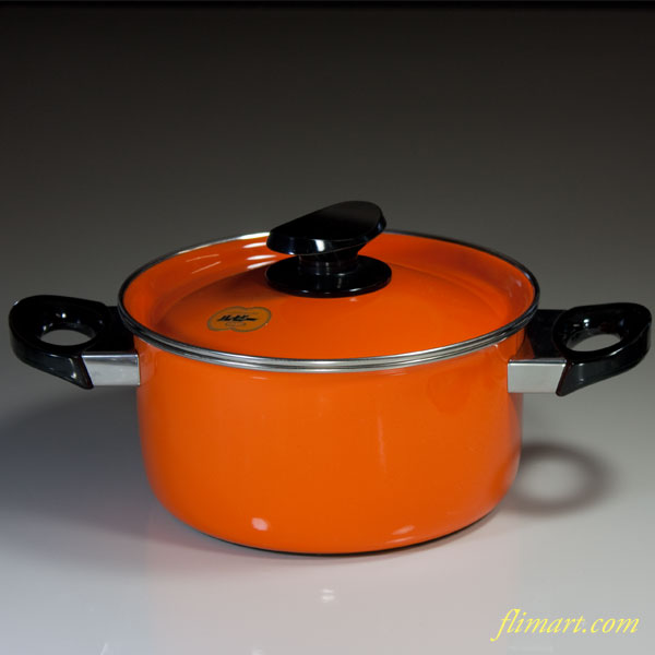 ルビーホーロー両手鍋オレンジ20cm : 昭和レトロポップ雑貨通販