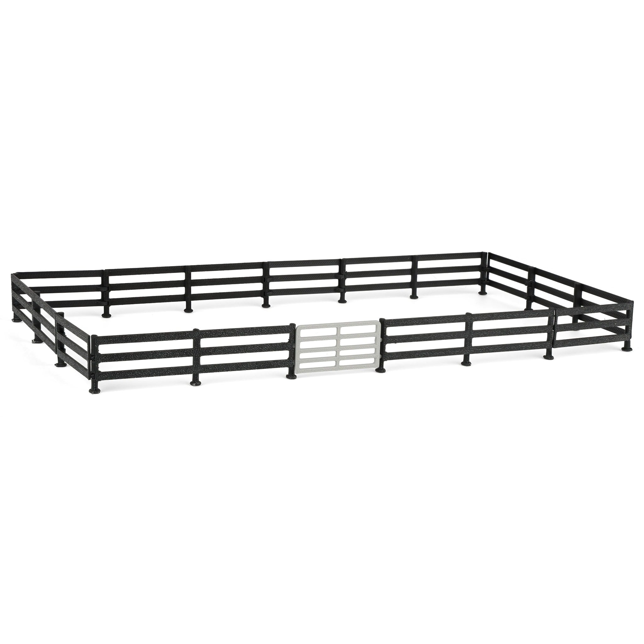 1/64 Black Painted-look Fencing 6-pack with Gate, 3D Printed