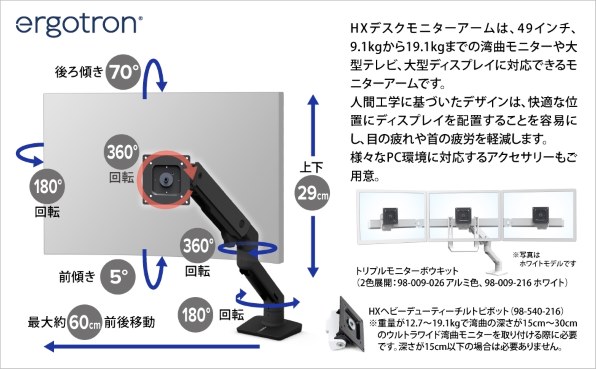 エルゴトロン HX Desk Monitor Arm 45-475-216 [ホワイト] 価格比較