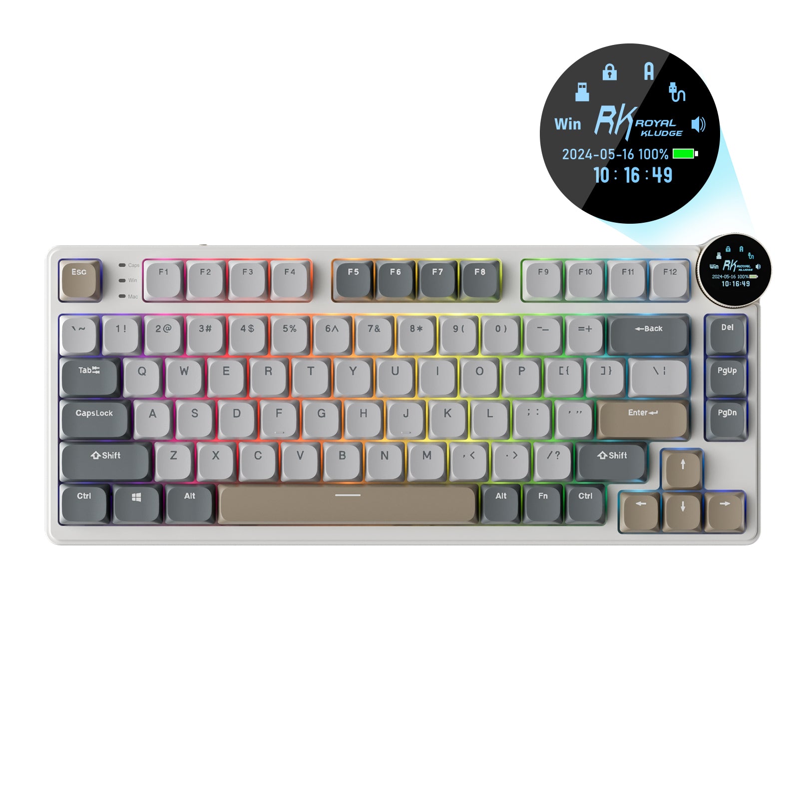 RK ROYAL KLUDGE N80 Low-Profile Mechanical Keyboard with Display