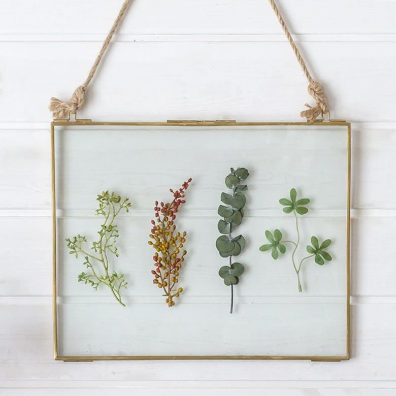 ガラスと真鍮でできたハンギングフォトフレーム(63260) 【写真立て