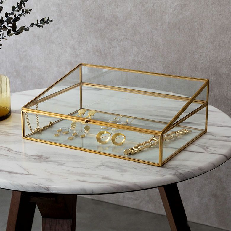 ガラスと真鍮でできたジュエリーボックス(63210) 【ガラス ジュエリー
