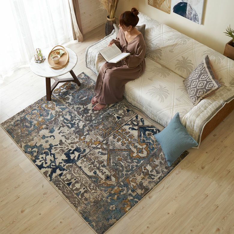 ラグ ラグマット 約 130×190cm エジプト製 ペルシャ 絨毯風 パッチ