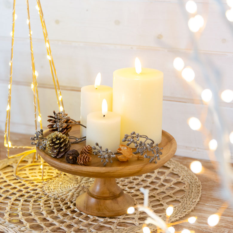 キャンドル型LEDライト ロウ LED 直径 7.5 cm 高さ 12.5 cm ホワイト