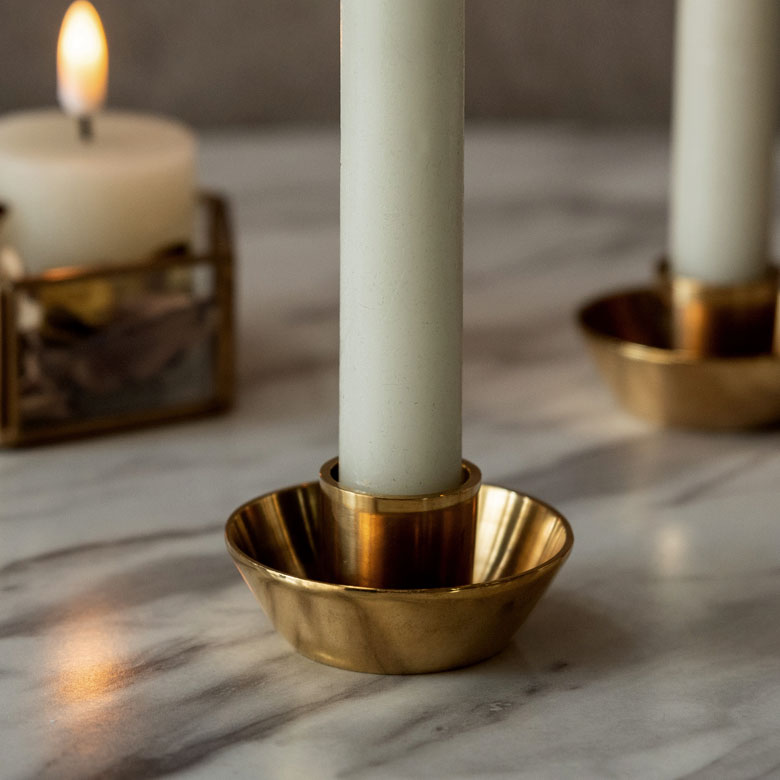 キャンドルホルダー キャンドルスタンド 高さ 6cm 直径 2cm 真鍮