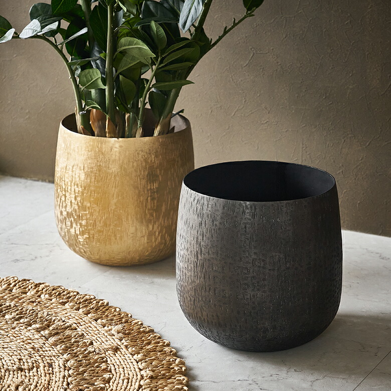 プランターカバー アルミポット アルミニウム 金属 メタル 8号鉢 底穴