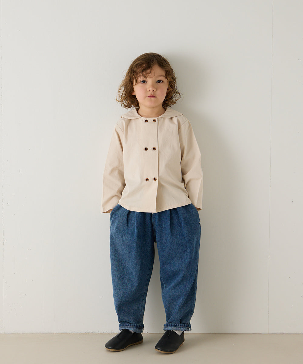 ダブルボタンセーラーカラー長袖ブラウス