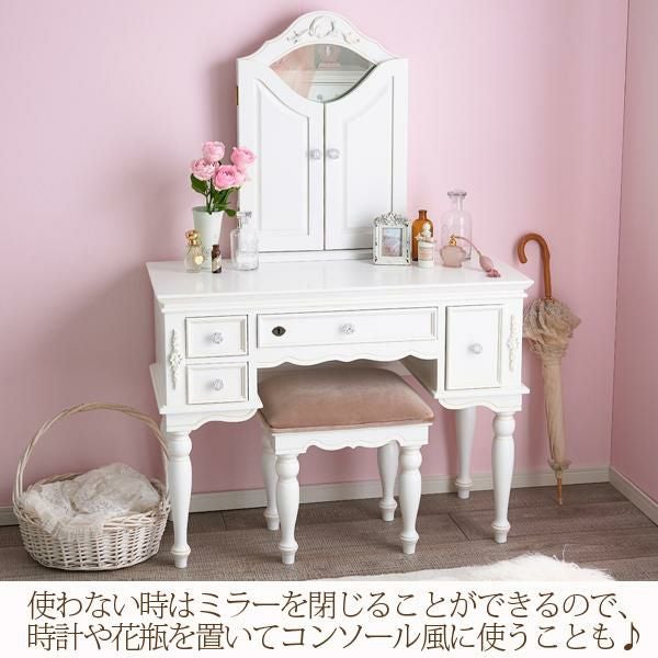 直送】アンティーク風ドレッサー＆スツール/Soleil(ソレイユ