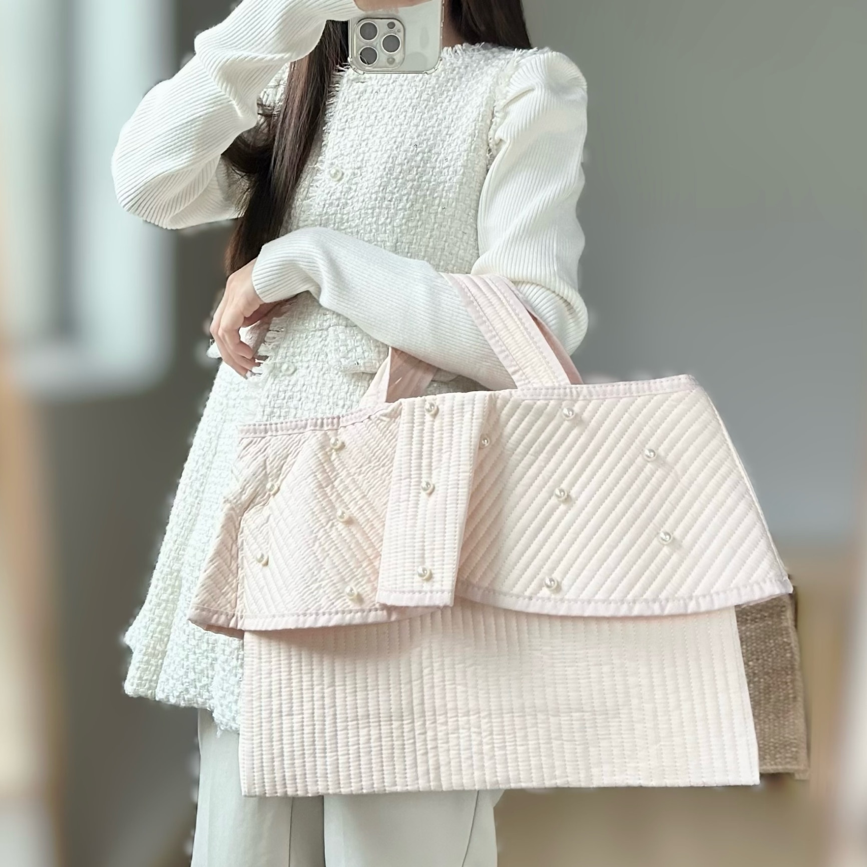 フリル ヌビバッグ レディース パール マザーズバッグ トートバッグ