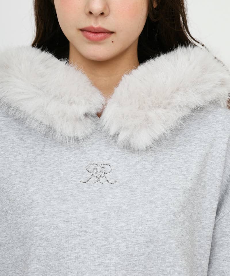 ファー付ラメ裏毛フーディーミニワンピース｜ROYAL PARTY ロイヤル
