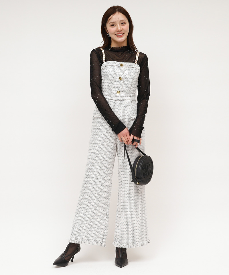 ダブルチェーンストラップツイードオールインワン｜ROYAL PARTY