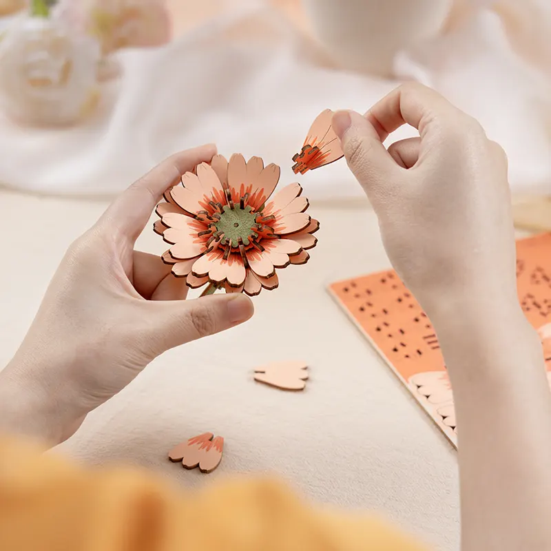 Rowood Home Decoration TW111 Light Orange Gerbera 3D Puzzle