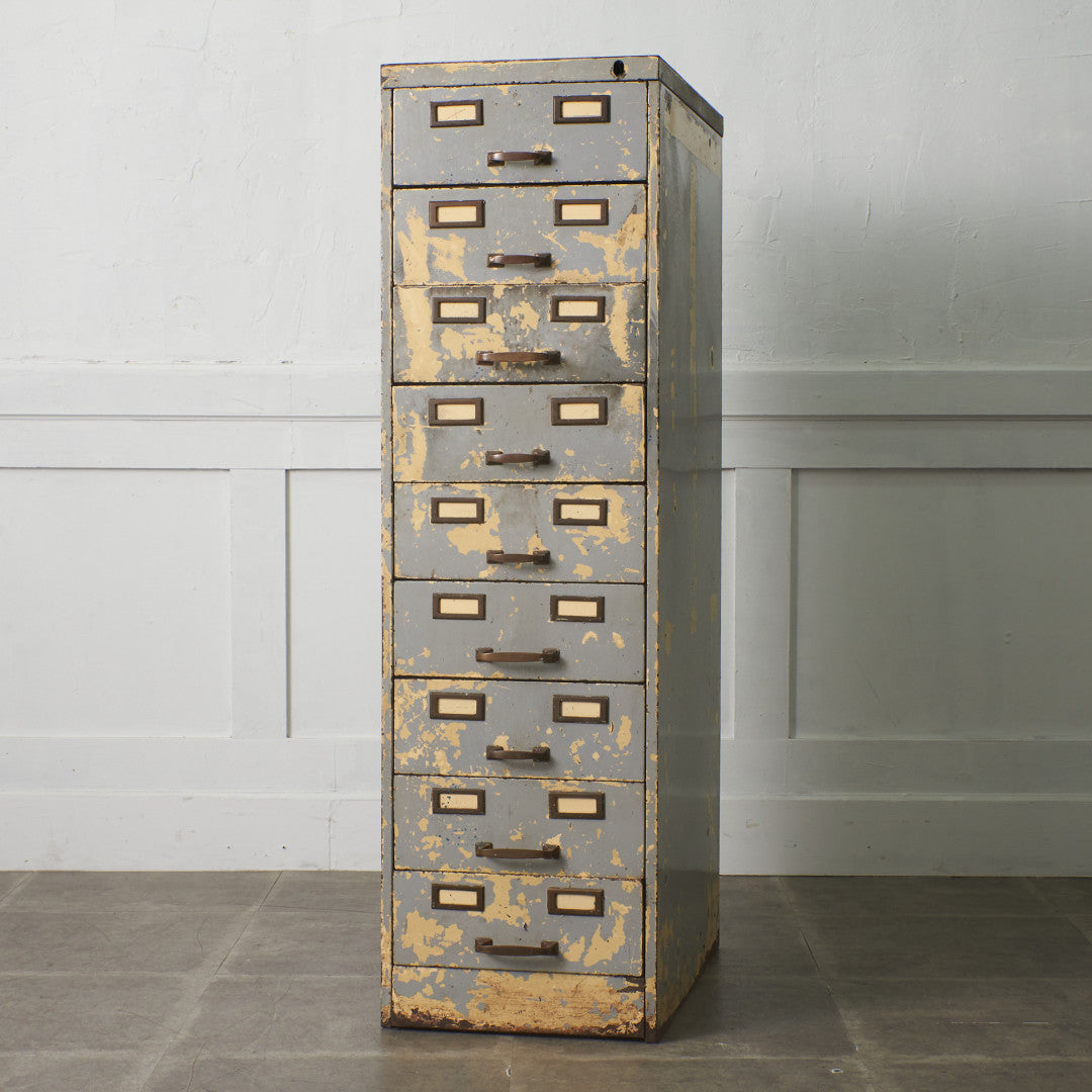 ヴィンテージ 9段 メタルキャビネット｜rocca rocca