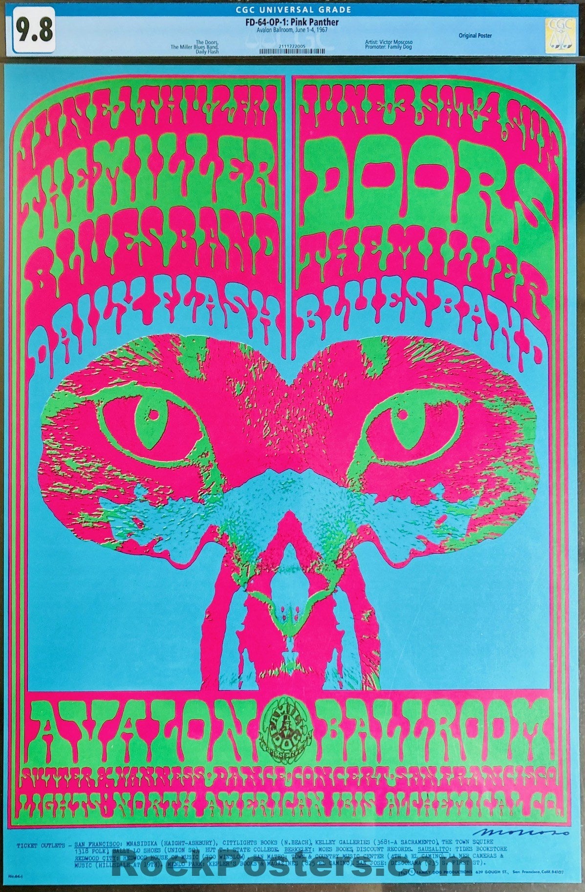 FD-64 - The Doors - Victor Moscoso - 1967 Poster - Avalon Ballroom