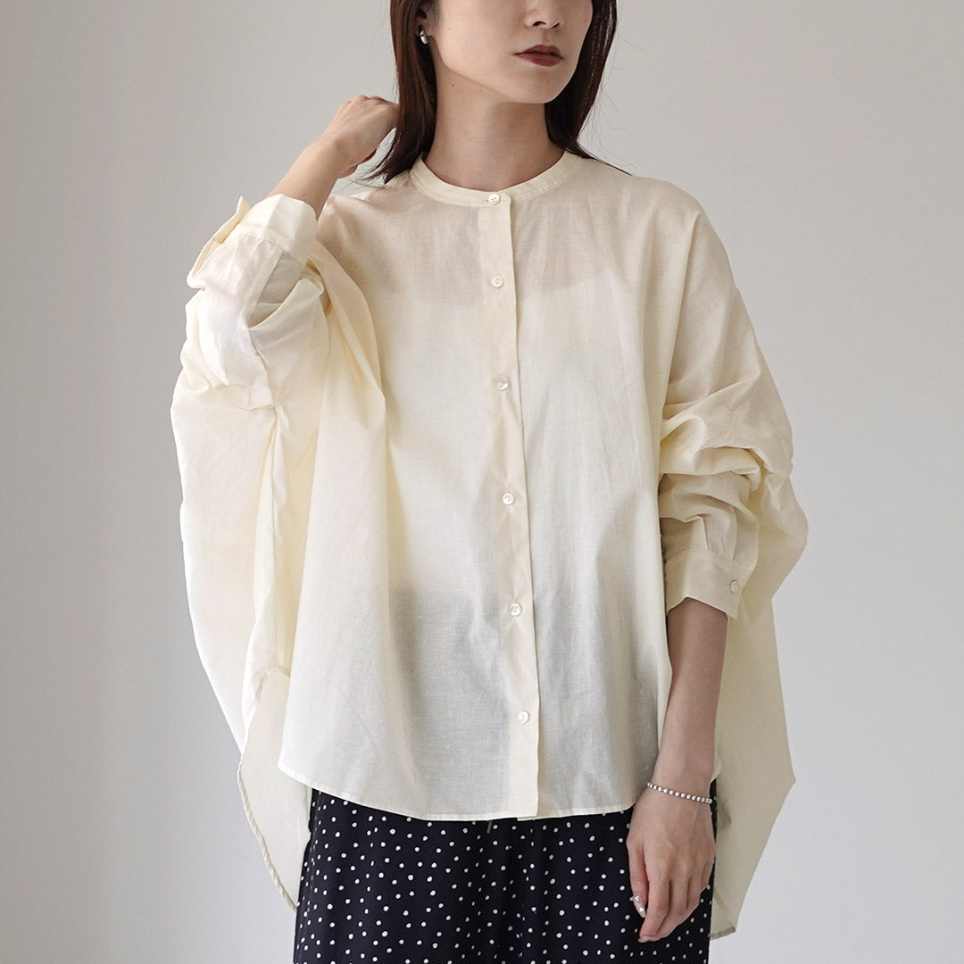 mizuiro ind（ミズイロインド） バックギャザー ワイドシャツ