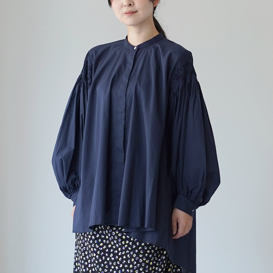 mizuiro ind（ミズイロインド） ピンタック パフスリーブ シャツ