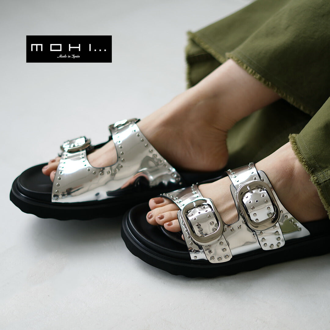 MOHI（モヒ） スタッズ ミラーサンダル / レディース フラット 牛革 本