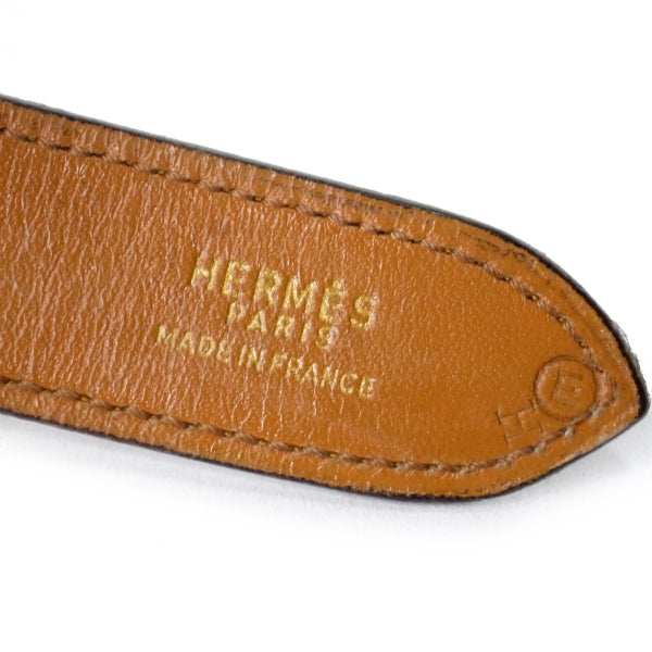 HERMES 75年製 バイカラー レザーキャンバスベルト（キャメル系