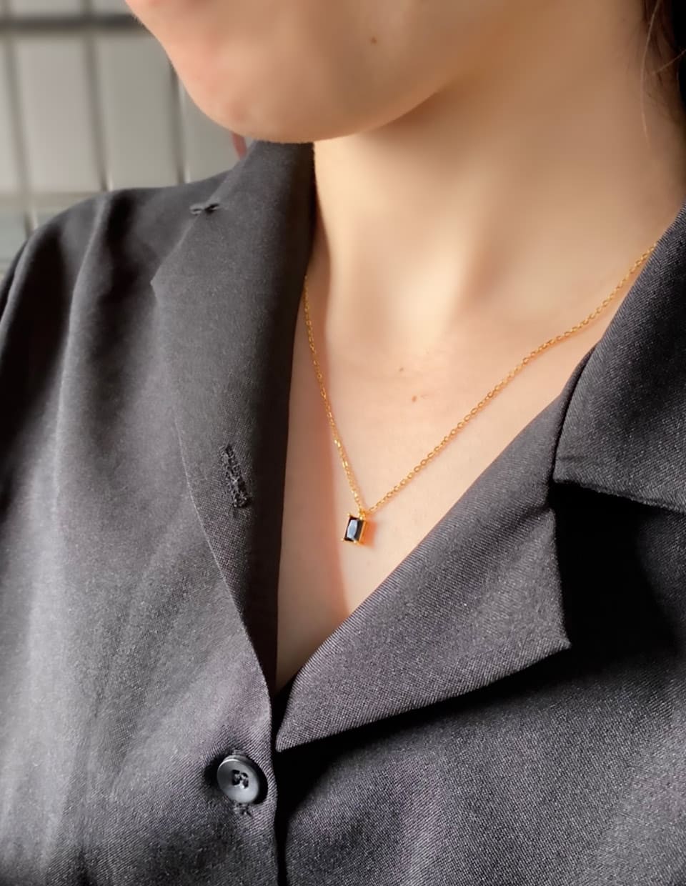 ブラックオニキスネックレス SV925 – 金属アレルギー対応の